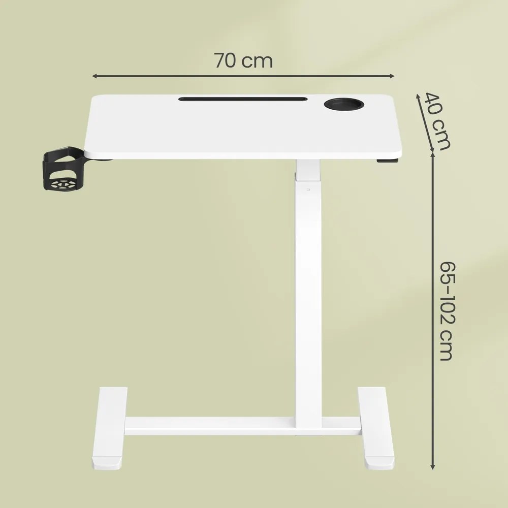 Mesa alta, mesa apoio com rodas para computador 70 x 40 x (65-102) cm branca