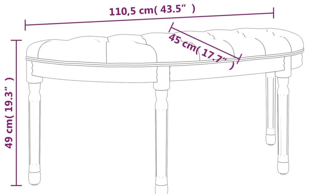 Banco 110,5x45x49 cm tecido cinza-escuro