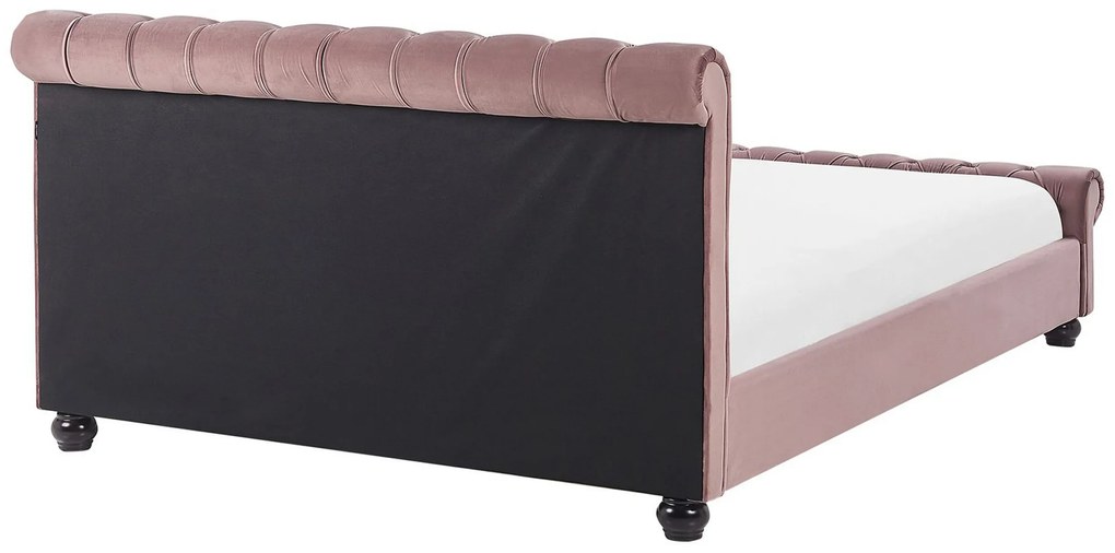 Cama de casal de água em veludo rosa 140 x 200 cm AVALLON Beliani