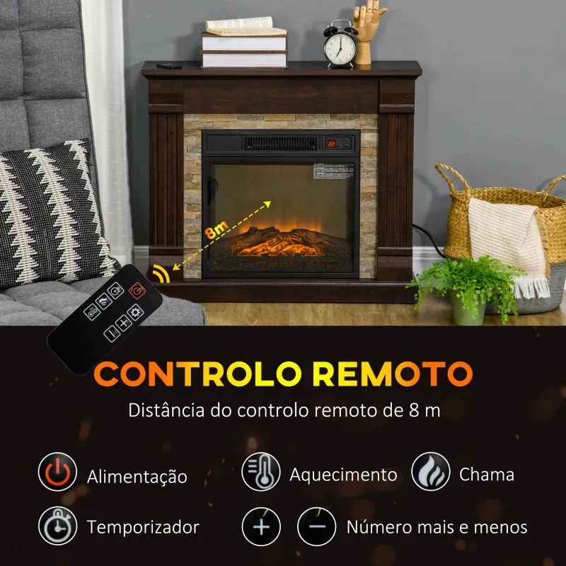 Lareira Elétrica 1800W com Efeito de Chama Realista - Design Vintage