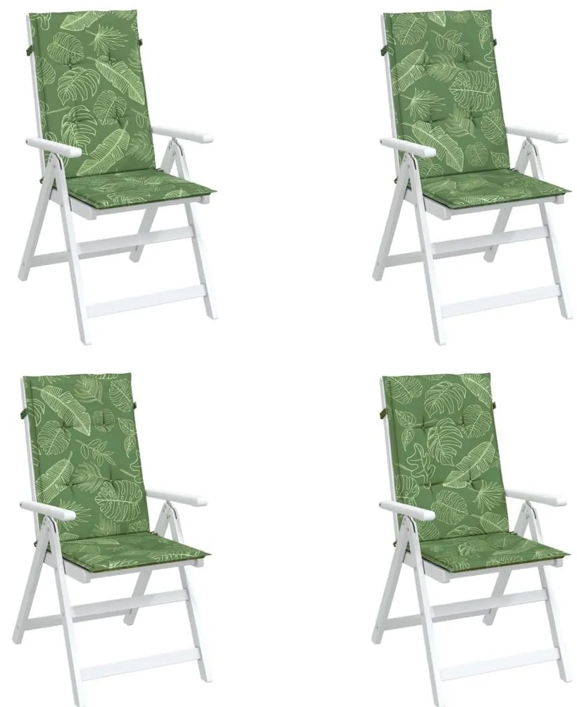 Almofadões cadeira de encosto alto 4 pcs tecido folhas