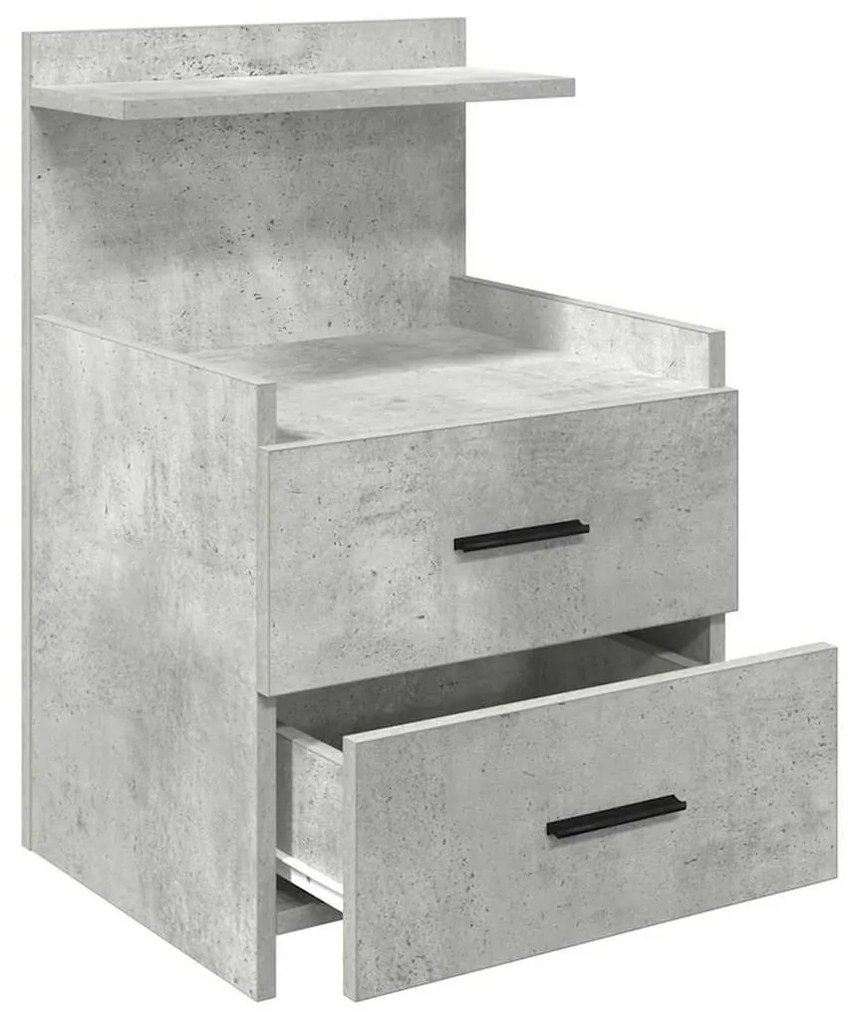 Mesa de cabeceira com 2 gavetas cinza concreto 40x36,5x62 cm