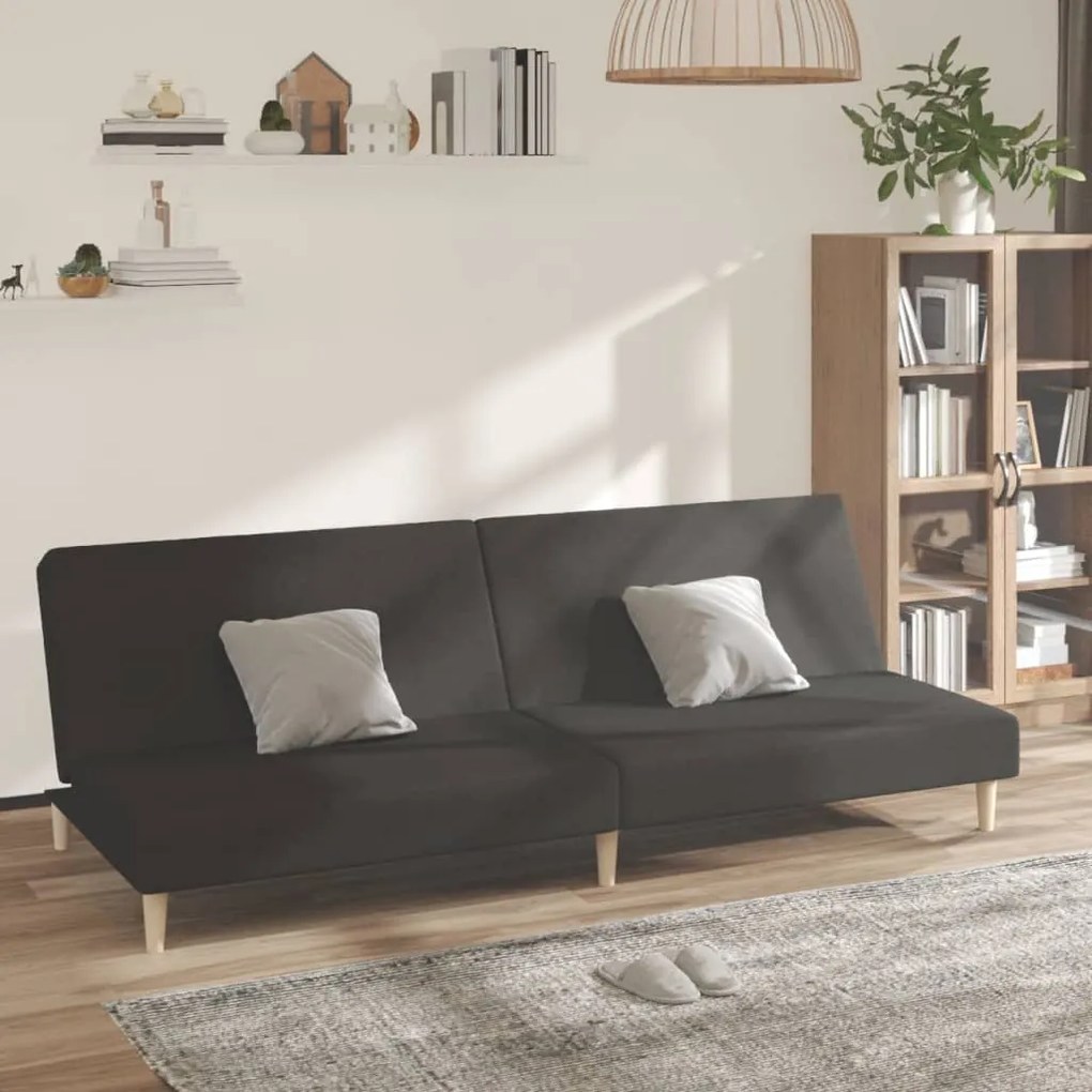 337276 vidaXL Sofá-cama de 2 lugares tecido preto