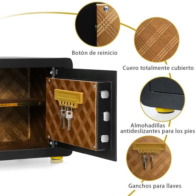 Cofre de aço eletrónico com teclado digital e numérico para casa, escritório, empresa Preto 40 x 30 x 31 cm