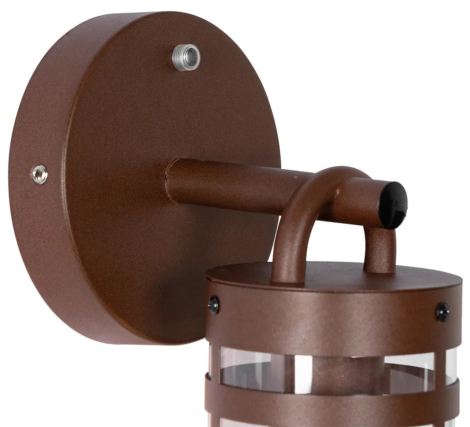 Candeeiro de parede exterior castanho enferrujado IP44 com sensor crepuscular - Ruben Industrial