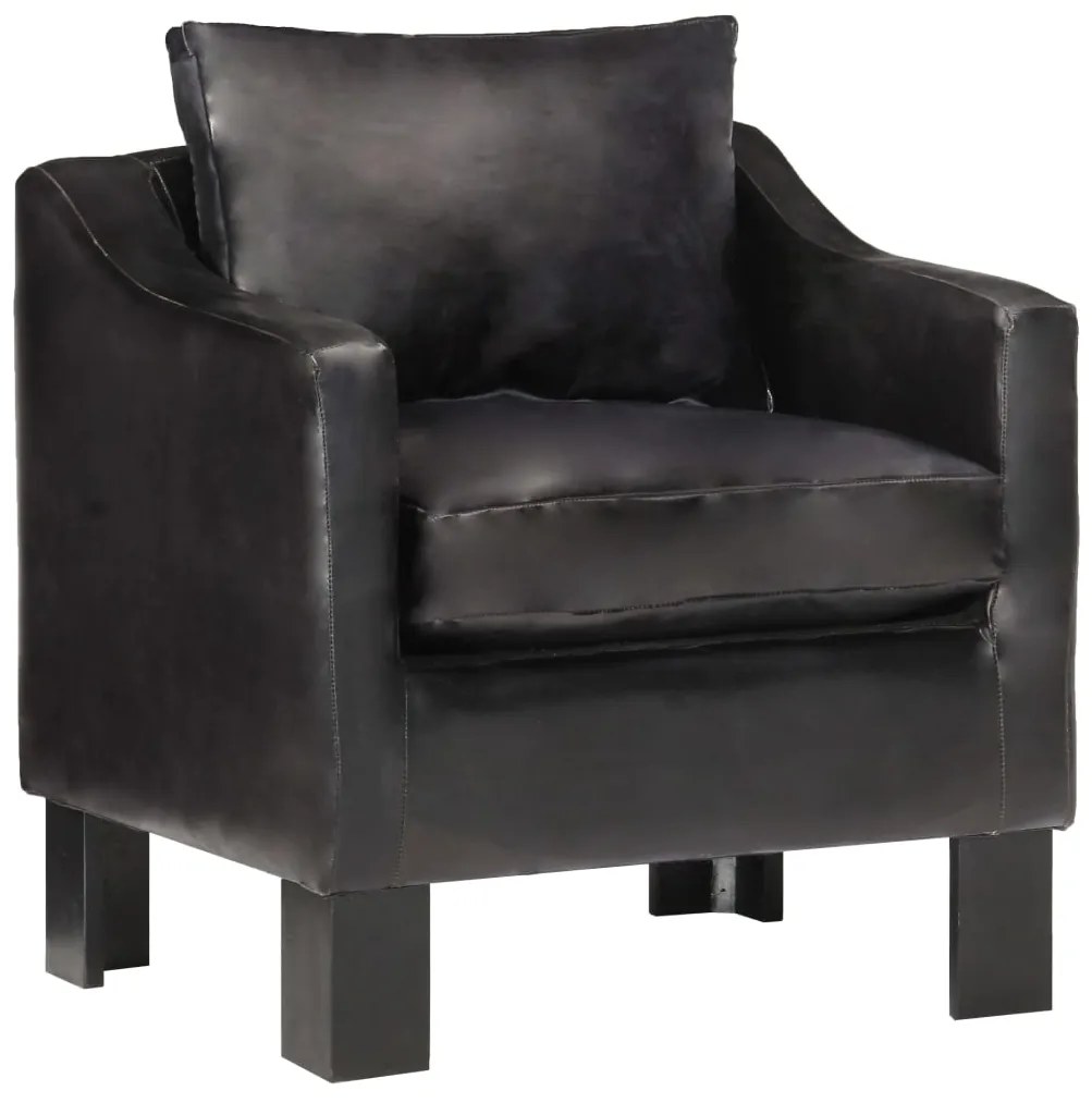 vidaXL Poltrona couro genuíno preto