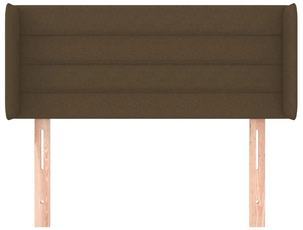 Cabeceira de cama c/ abas tecido 103x16x78/88cm castanho-escuro