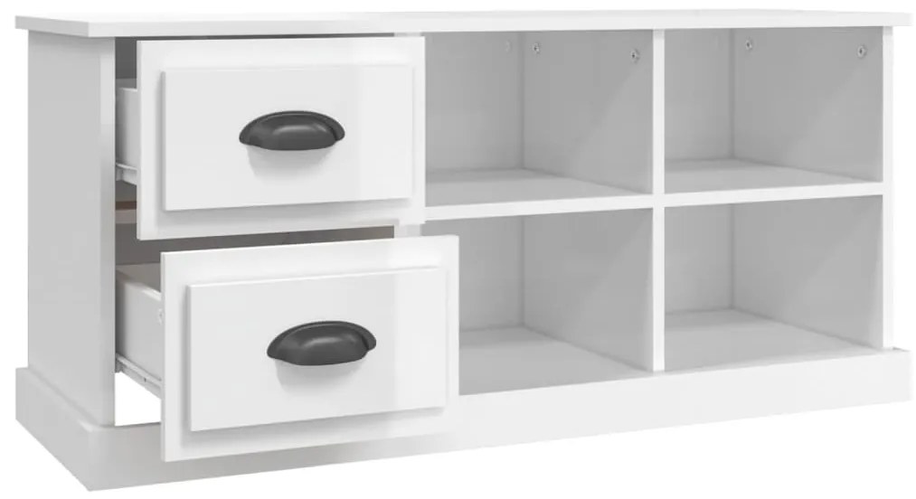 Móvel p/ TV 102x35,5x47,5 cm derivados madeira branco brilhante