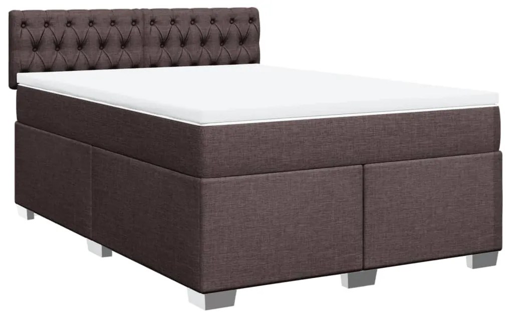 Cama com molas/colchão 160x200 cm tecido castanho-escuro
