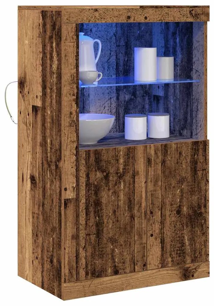 Sideboard vidaXL com Luzes LED Madeira Velha 60,5x37x100 cm