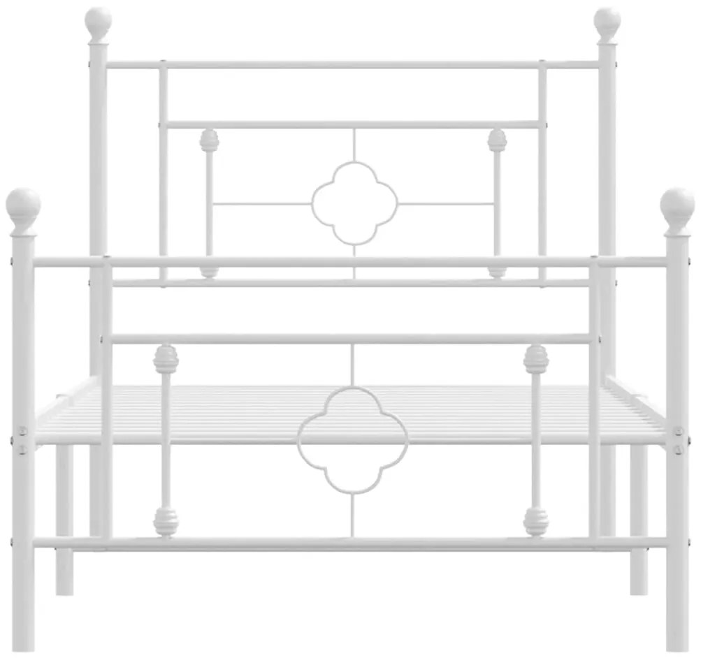 Estrutura de cama com cabeceira e pés 100x200 cm metal branco