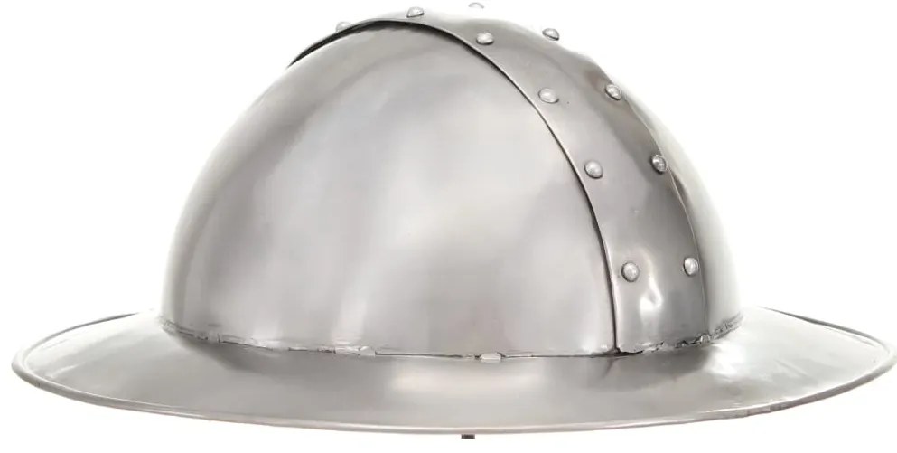 vidaXL Capacete de cavaleiro medieval réplica LARP aço prateado
