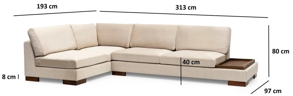 Sofá de Canto Tulip - Bege - 193 cm x 313 cm