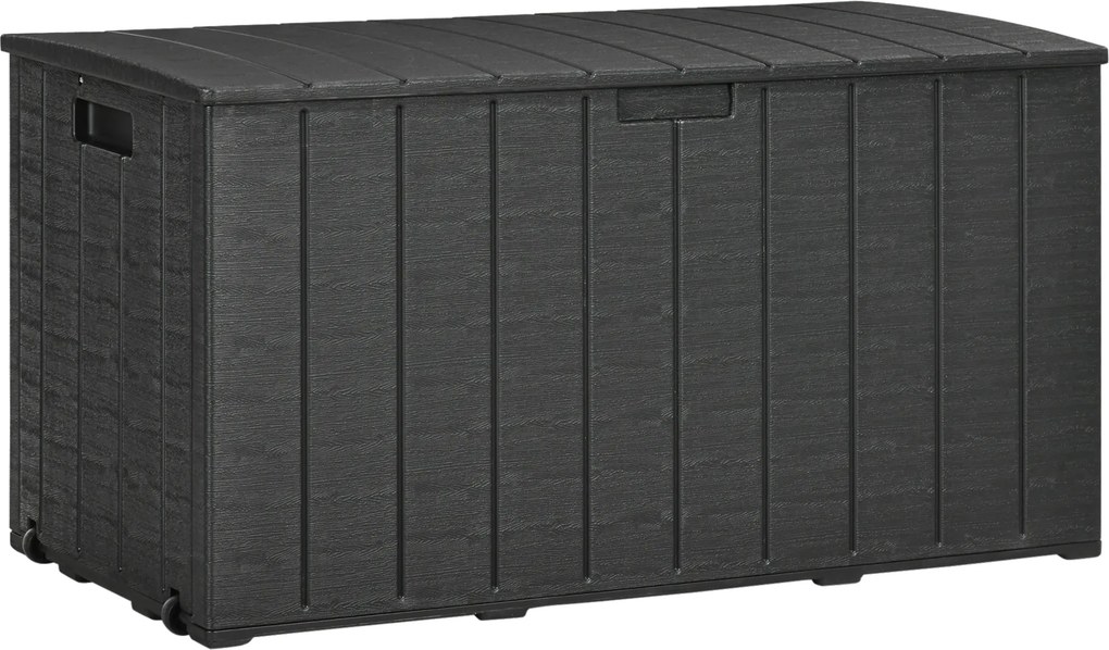 Baú de Armazenamento Exterior 366L com Parede Dupla Rodas Alças para Varanda Pátio Carga 100 kg 122,4x62x64,5 cm Preto
