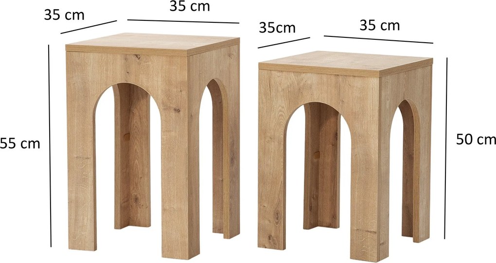 Conjunto de Mesas de Centro Collesium – Carvalho – 35x50 cm e 35x55 cm