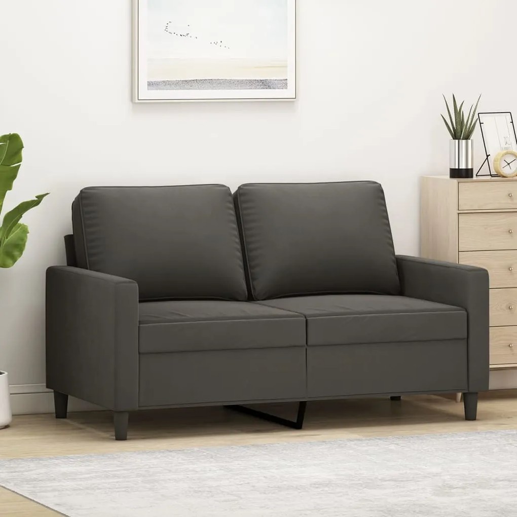 vidaXL Sofá de 2 lugares 120 cm veludo cinza-escuro