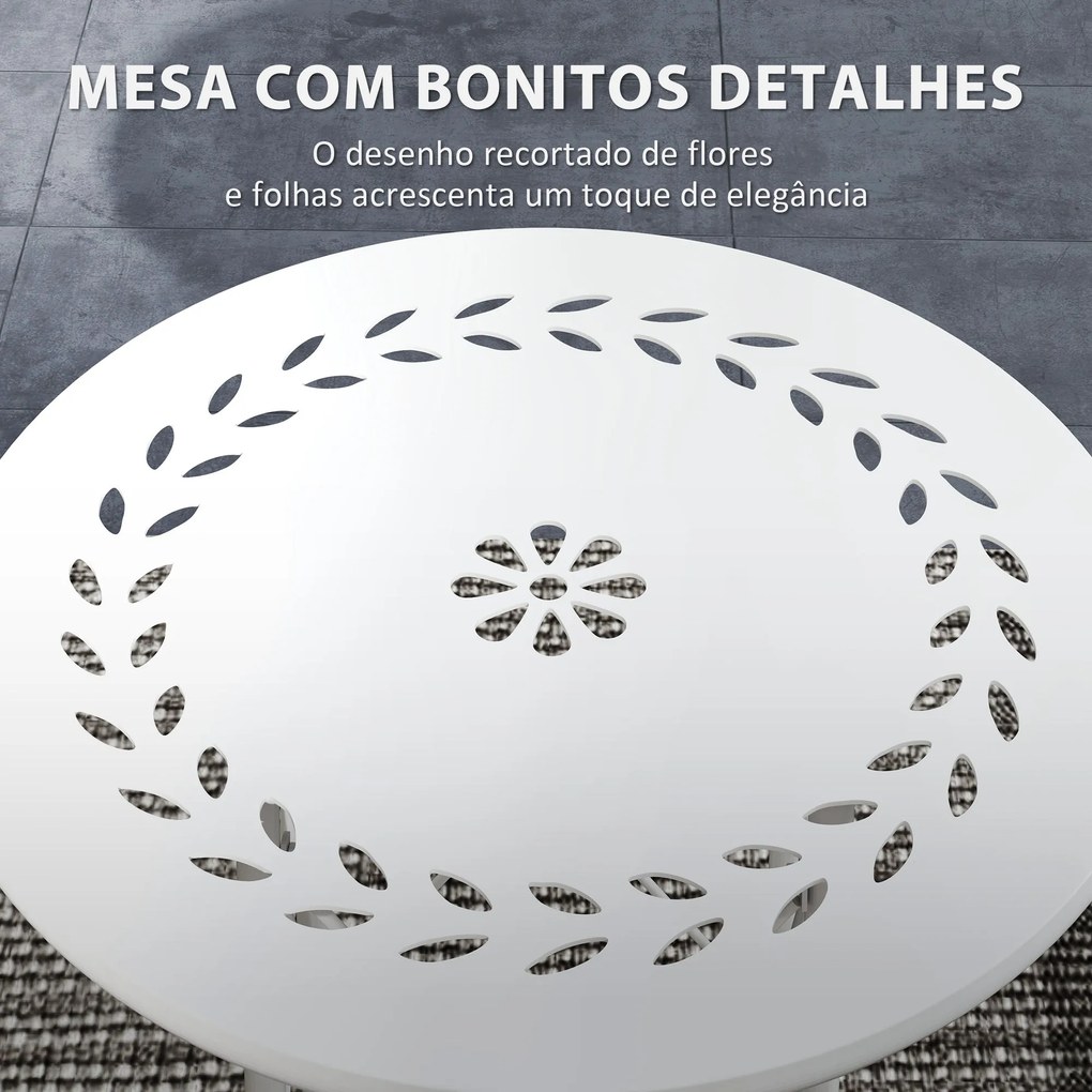 Mesa de Jardim Redonda Mesa de Varanda Ø40x50 cm com Pés Ajustáveis e