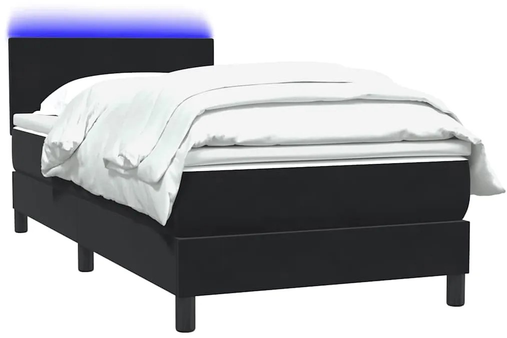 Cama com molas/colchão 80x220 cm veludo preto