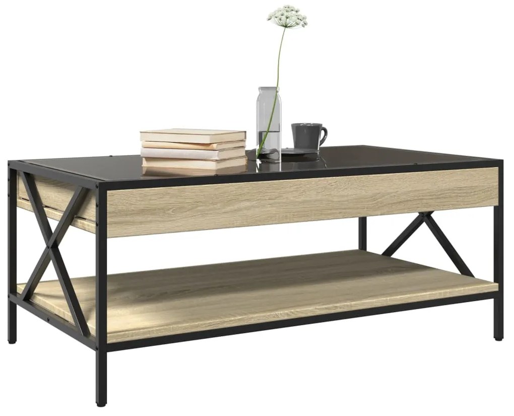 Mesa de centro luzes LED Infinity 90x50x38 cm carvalho sonoma