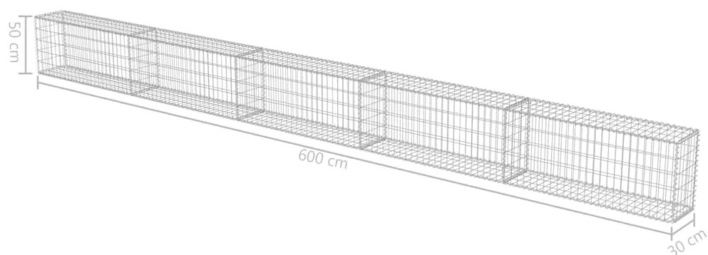 Muro gabião com tampas aço galvanizado 600x30x50 cm