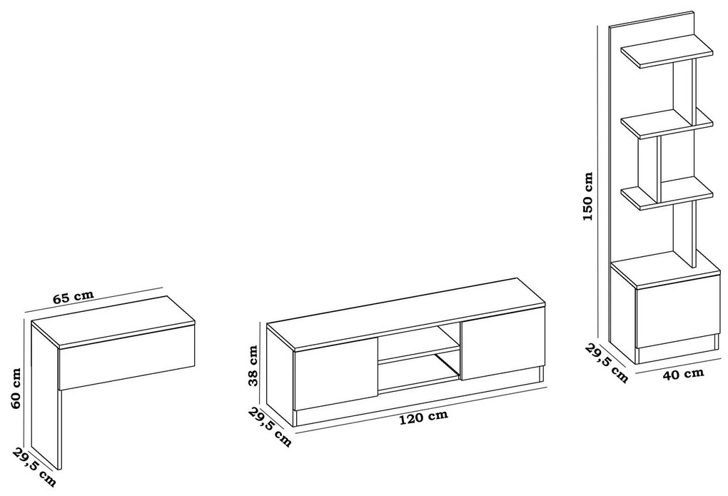 Unidade de TV Team – Branco – TV Stand: 120x38x29,5 cm