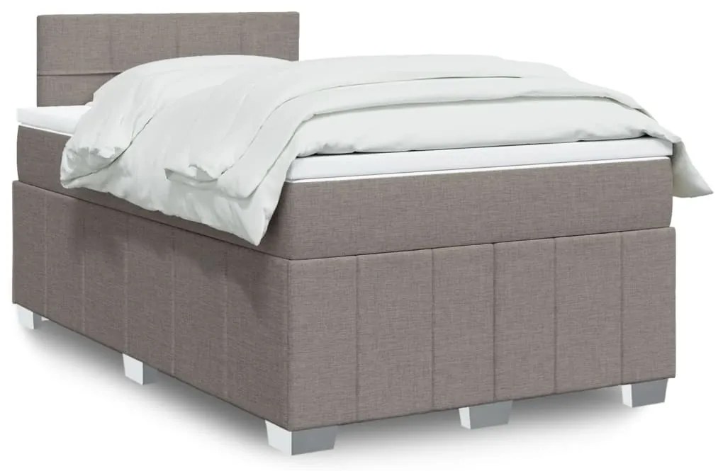 vidaXL Cama com molas/colchão 120x200 cm tecido castanho-acinzentado