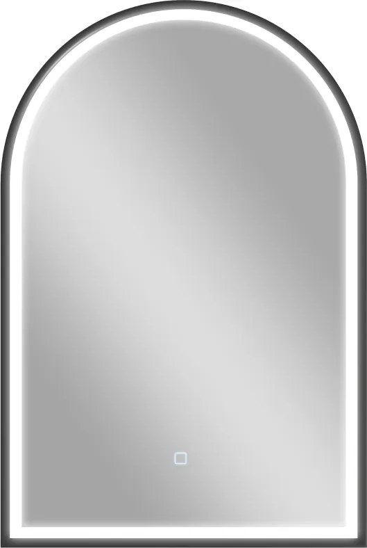 Espelho de Casa de Banho com Luz 60x90 cm  Arqueado 3 Cores de Luz Brilho Regulável Função Antiembaçiamento Preto