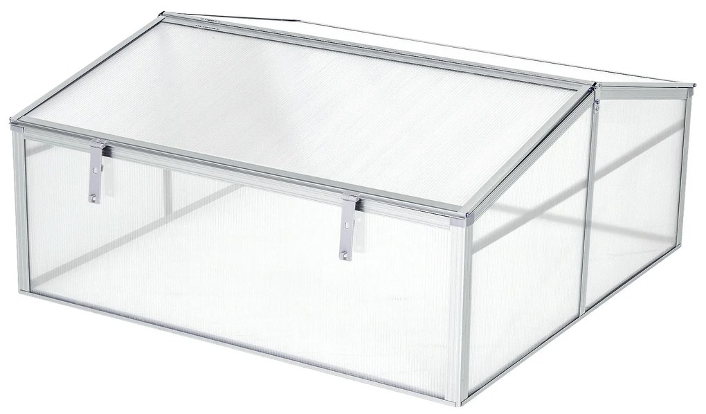 Estufa de Jardim Alumínio Policarbonato Transparente Viveiro para Plantas Culturas 100x100x48 cm