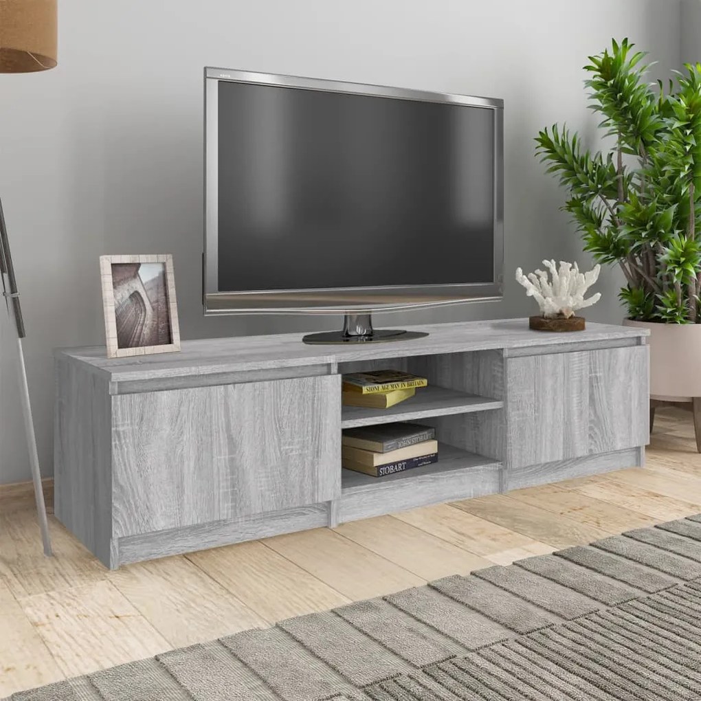 vidaXL Móvel de TV 140x40x35,5 cm derivados de madeira cinzento sonoma