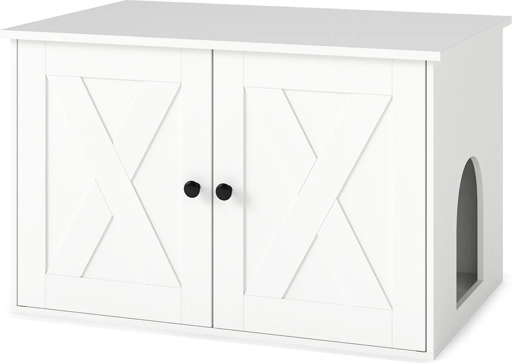 Móvel para Caixa de Areia para Gatos (CAIXA AREIA PLASTICA NÃO INCLUIDA), 80 x 53 x 50 cm, Entrada Lateral, Branco