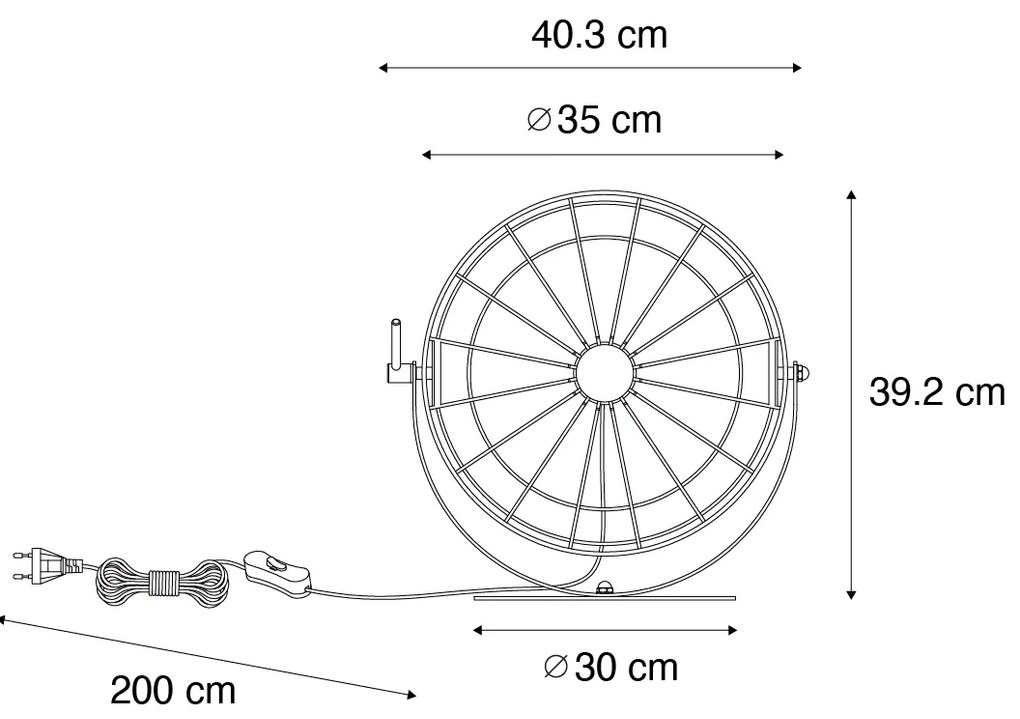 Candeeiro de mesa industrial preto ajustável - Hanze