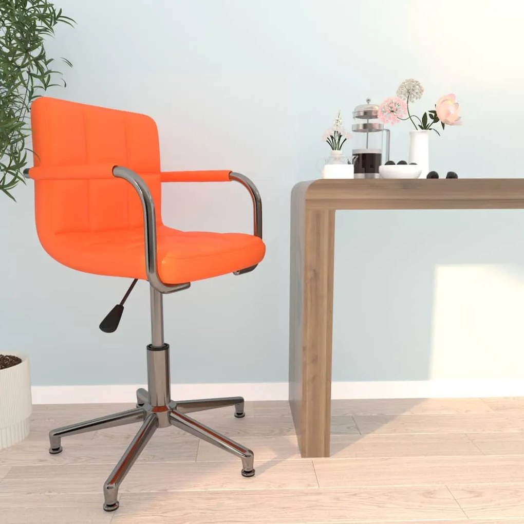 vidaXL Cadeira de escritório giratória couro artificial laranja