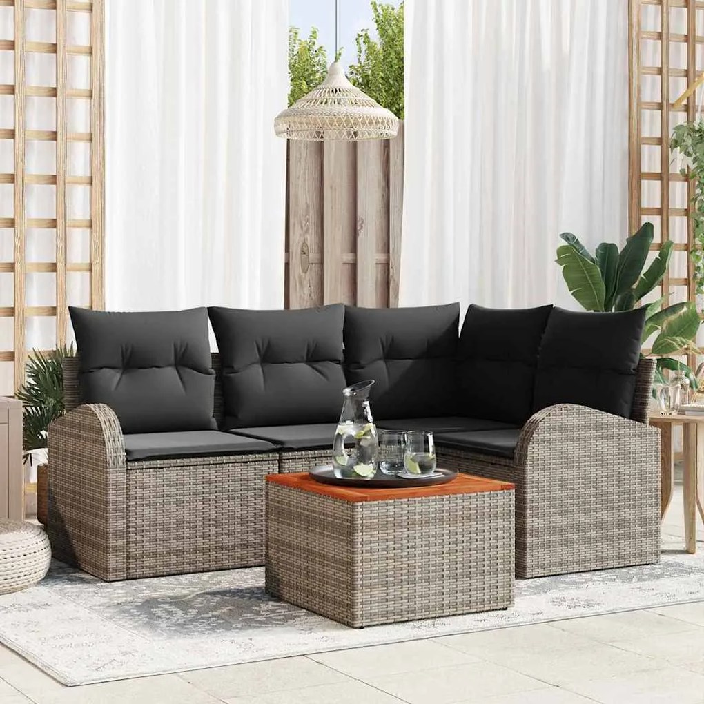 vidaXL Conjunto de Sofá para Jardim 5 pcs Cinzeto Grande Vime