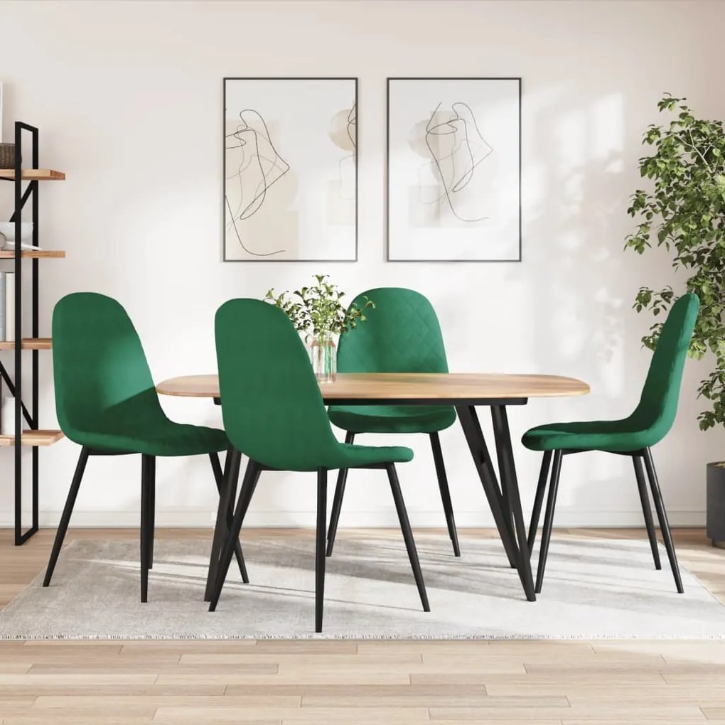 Cadeiras de jantar 4 pcs veludo verde-escuro