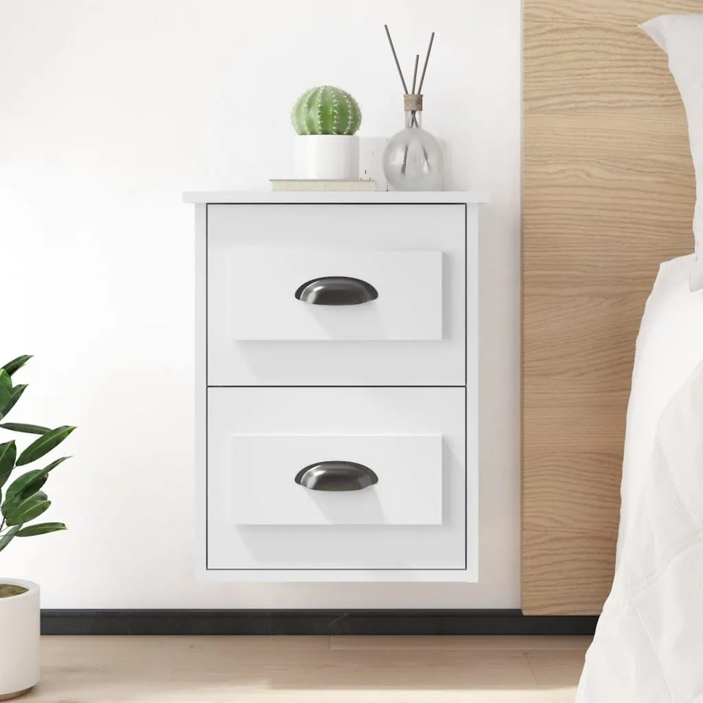Mesa de cabeceira de parede 41,5x36x53 cm branco