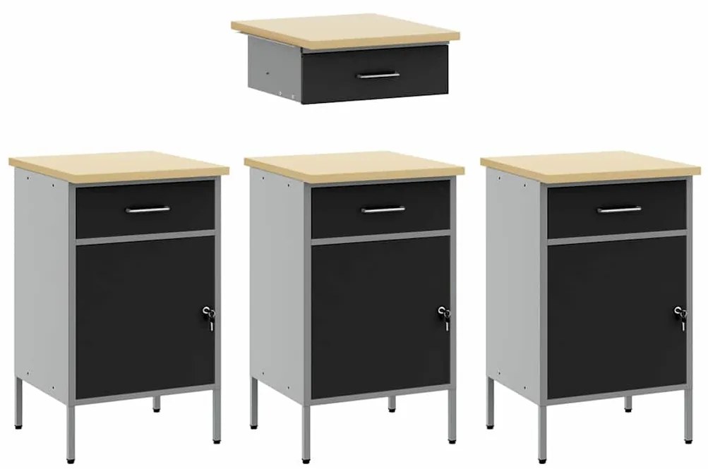 Conjunto de Gabinete e Mesa de Trabalho de 4 Peças vidaXL Preto em Mad