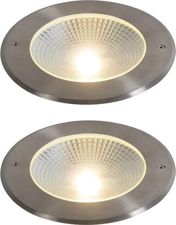 Conjunto de 2 focos de chão modernos em aço, incluindo LED 20W - Bridge