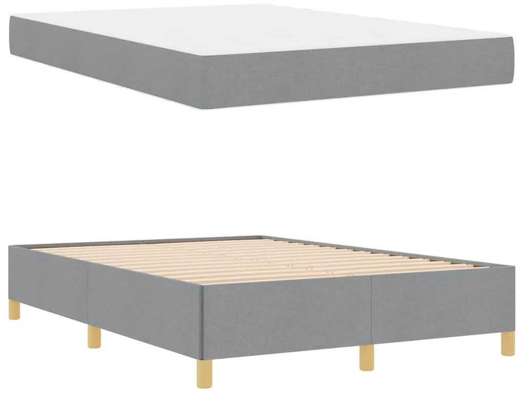 Cama Box Cinza Claro e Branco e Cinza Claro 140 x 200 cm tecido