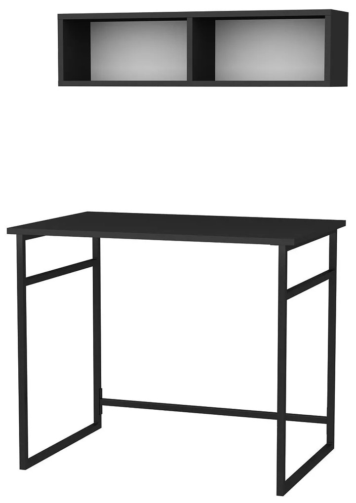 Secretária de Estudo Hussum - Preto Antracite - 90cm x 60cm x 75cm