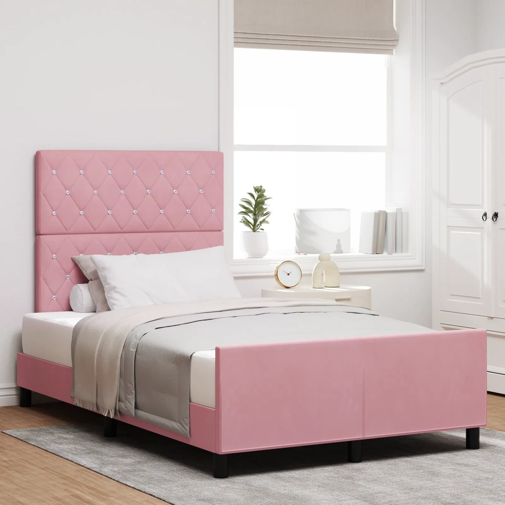 Cama vidaXL Rosa 120x190 cm Veludo