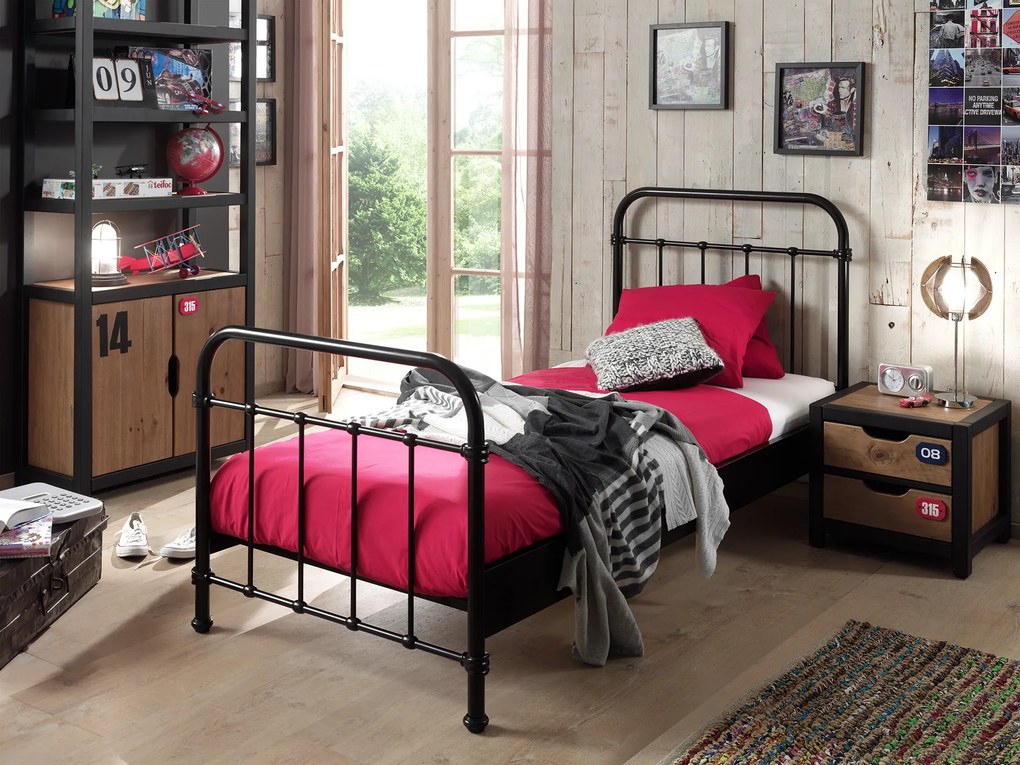 Cama para Crianças NEW YORK 90x200CM + Estrado Preta