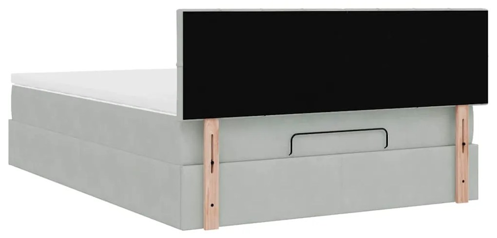 Estrutura de cama otomana com colchão 140x200 cm cinzento claro