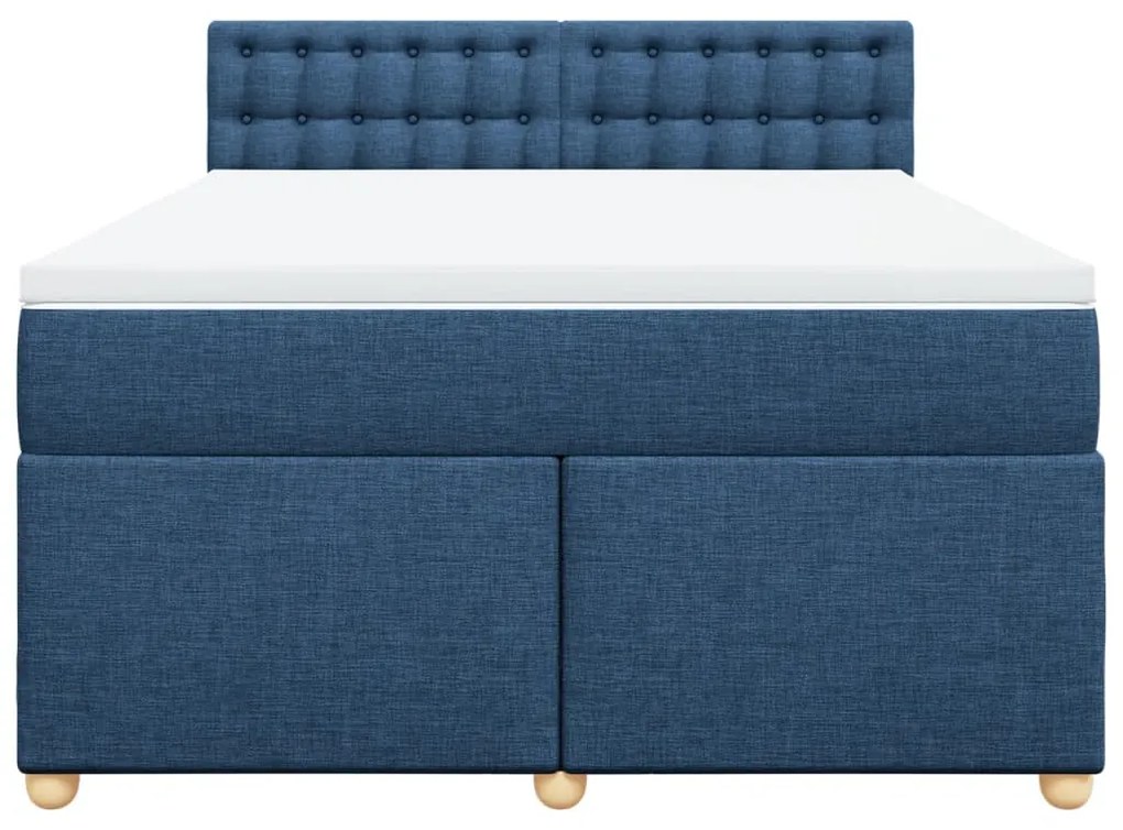 Cama com molas/colchão 140x200 cm tecido azul