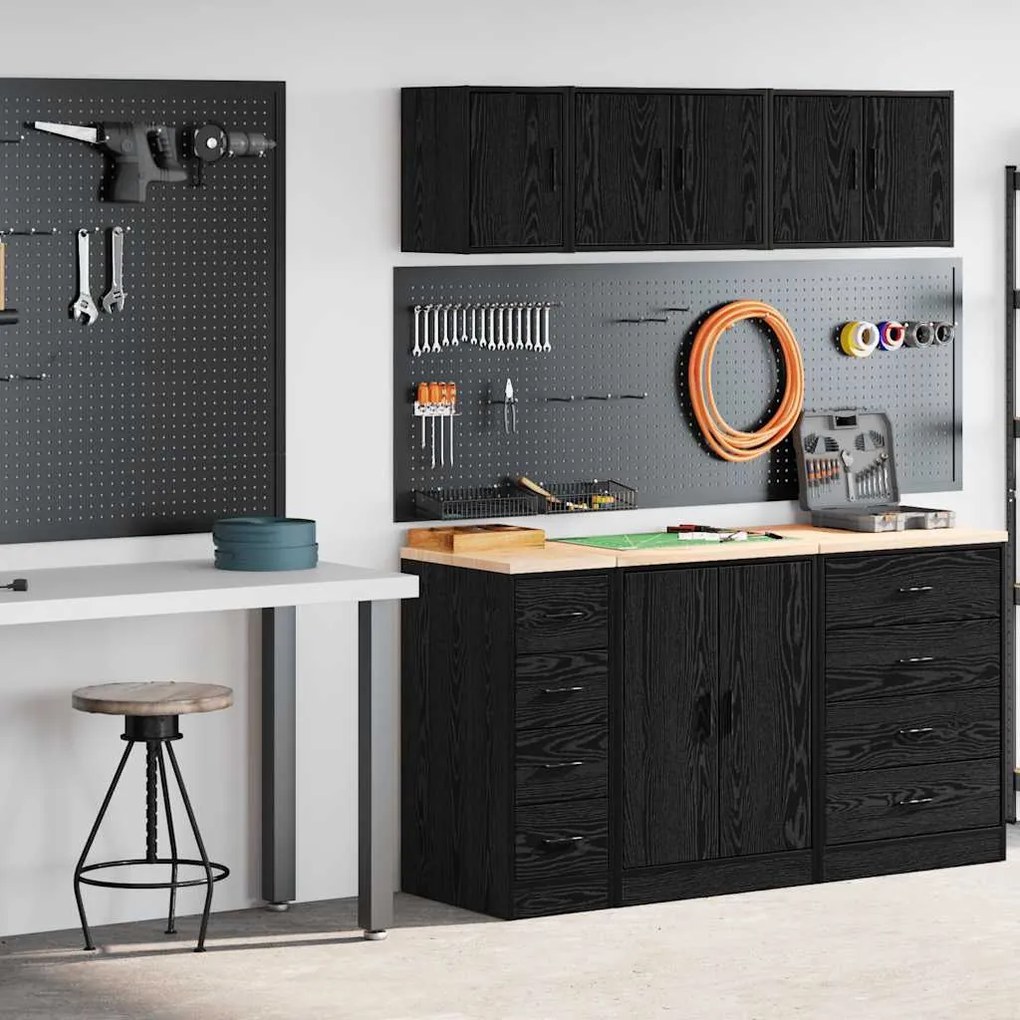 Armários de garagem 2 pcs derivados de madeira preto