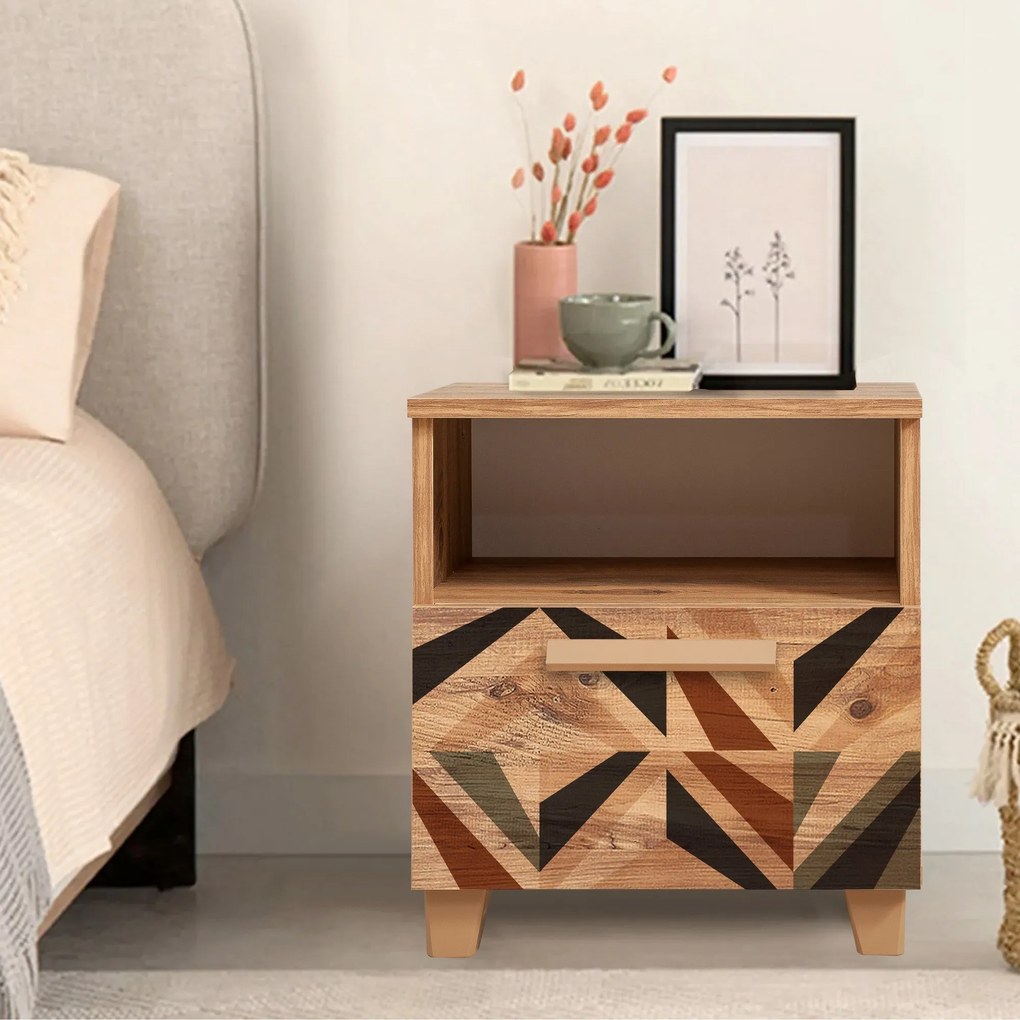 Mesa de Cabeceira Leva Alfa – Pinheiro Atlântico – 45x52x40 cm