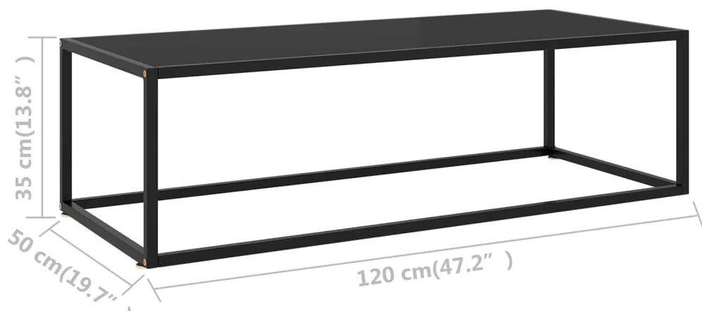 Mesa de centro 120x50x35 cm vidro preto