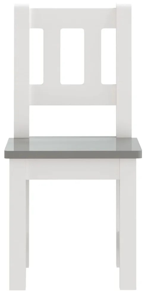 3 pcs conjunto mesa e cadeiras infantil MDF branco e cinzento