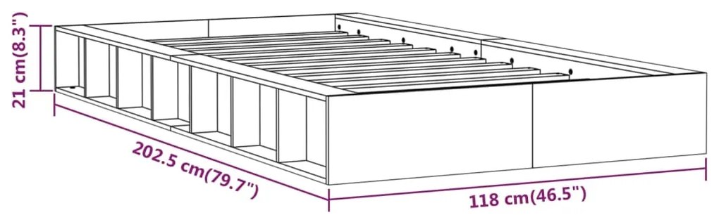 Estrutura de cama 100x200 cm madeira maciça