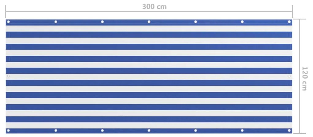 Tela de varanda 120x300 cm tecido Oxford branco e azul