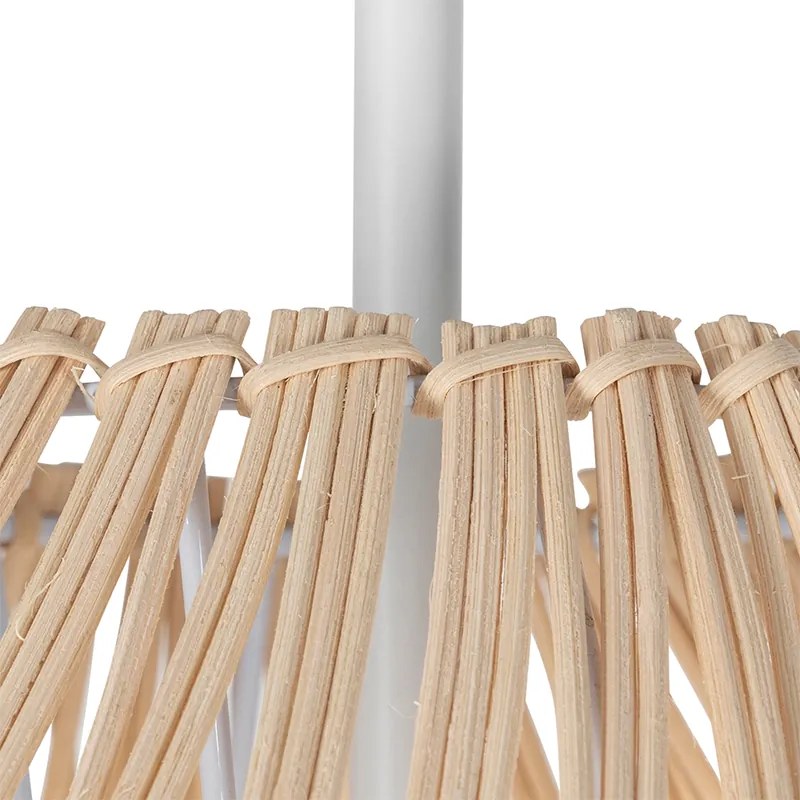 Candeeiro de pé rústico branco com ráfia - Sam